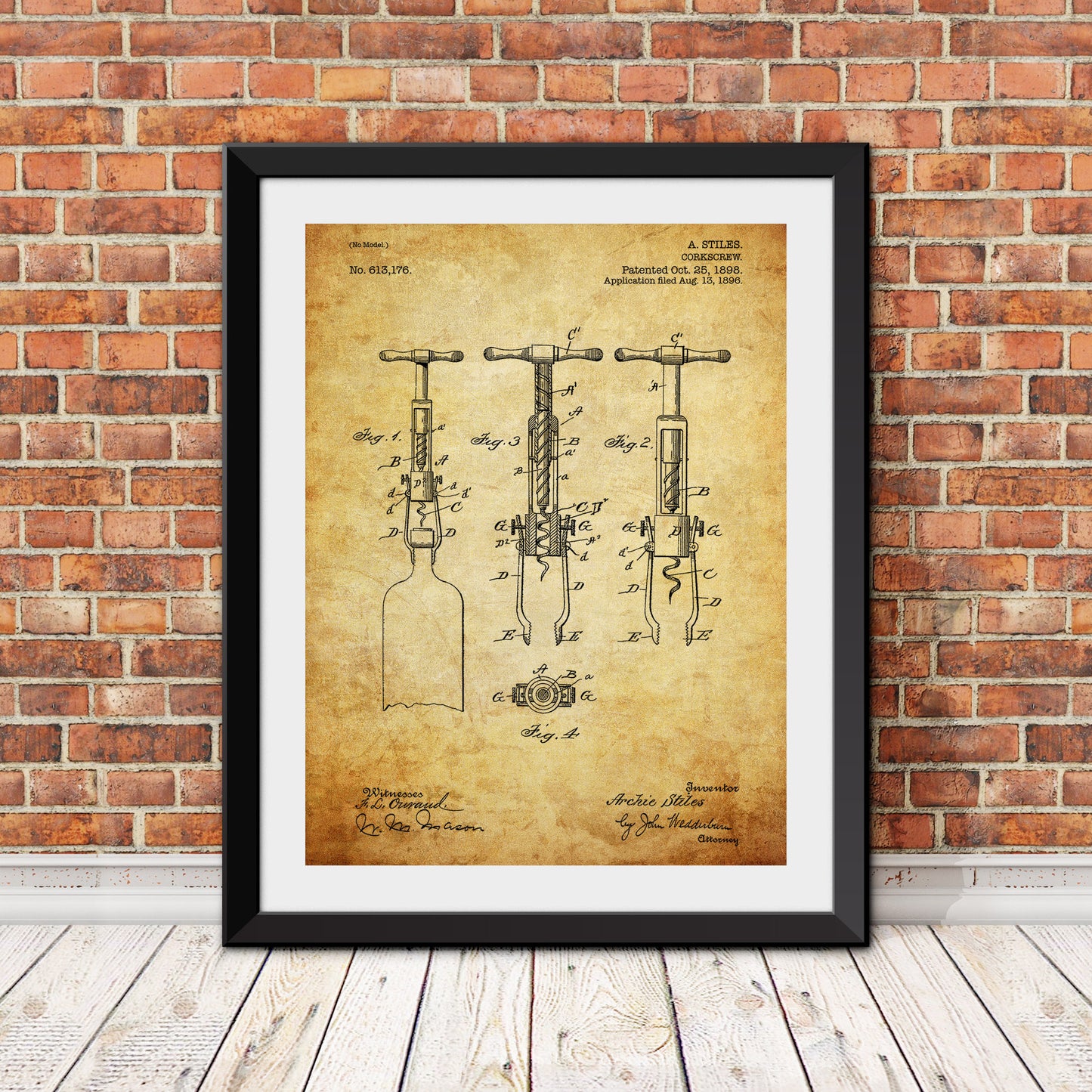 Corkscrew Patent II Patent Print