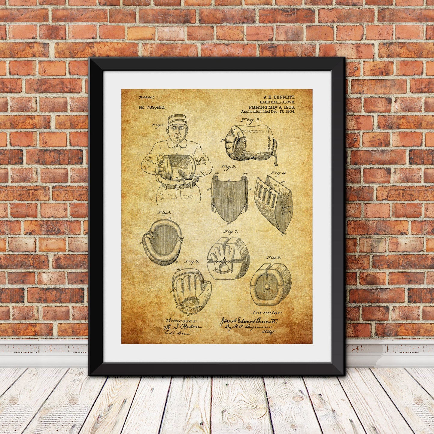 Baseball Glove Patent Patent Print (Version 2)