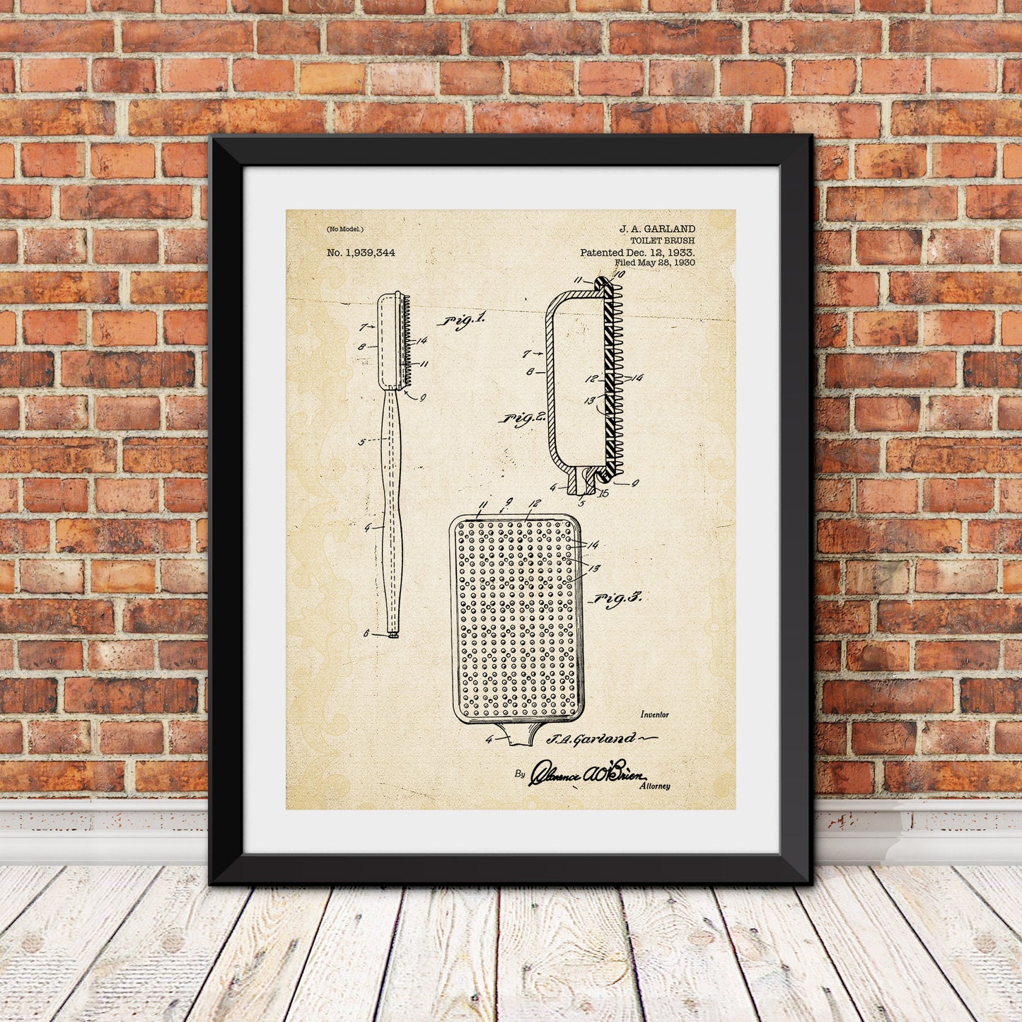 Toilet Brush Patent Print