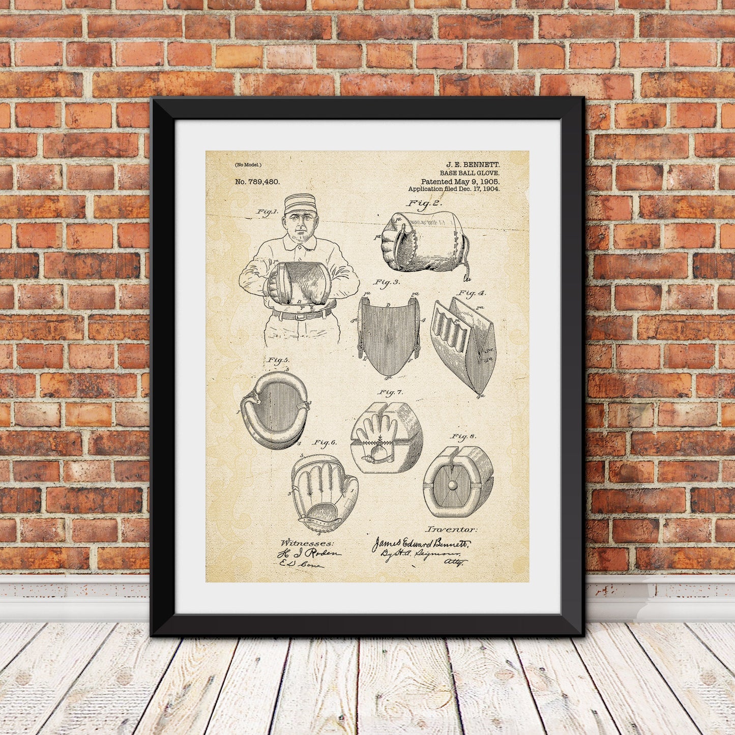 Baseball Glove Patent Patent Print (Version 2)