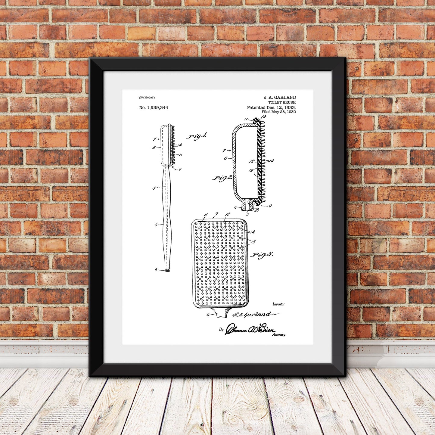 Toilet Brush Patent Print