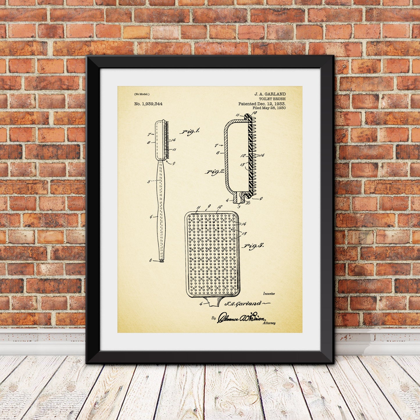 Toilet Brush Patent Print