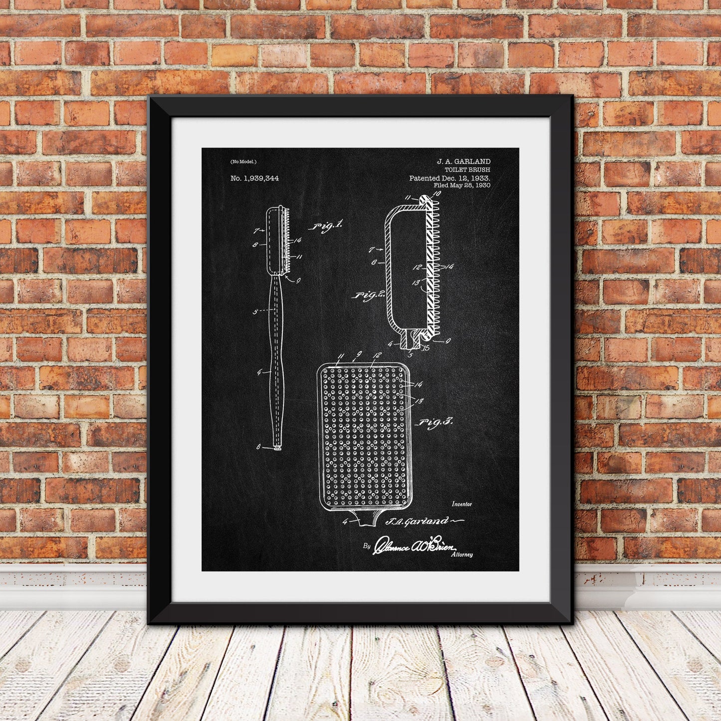 Toilet Brush Patent Print