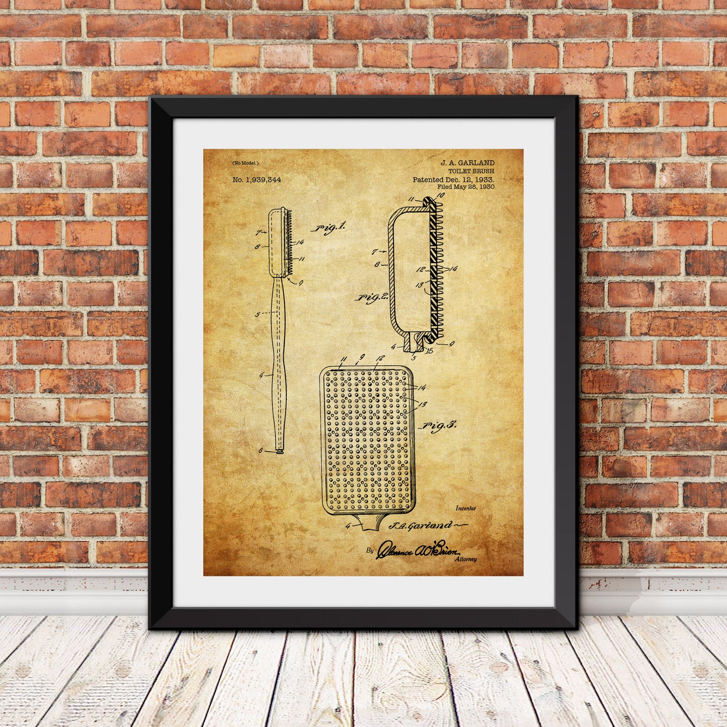 Toilet Brush Patent Print