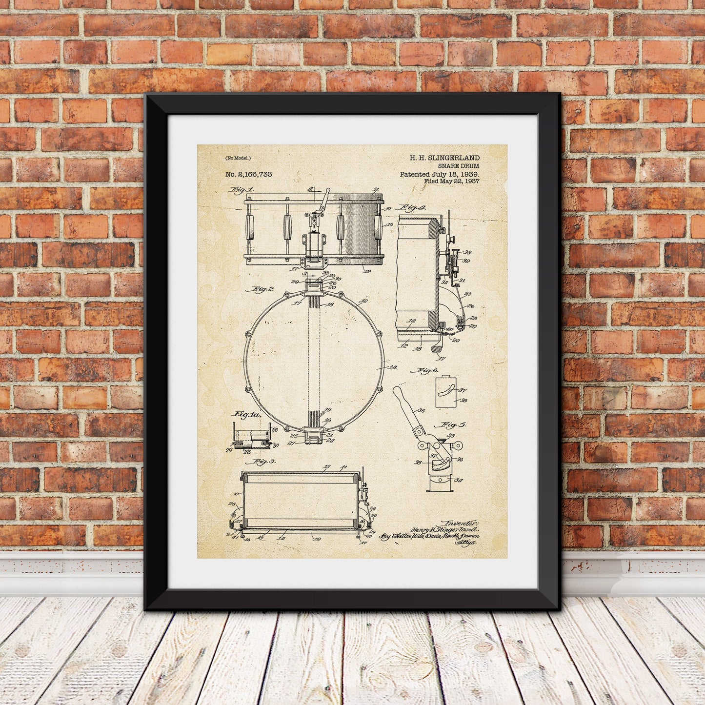 Snare Drum Patent Patent Print