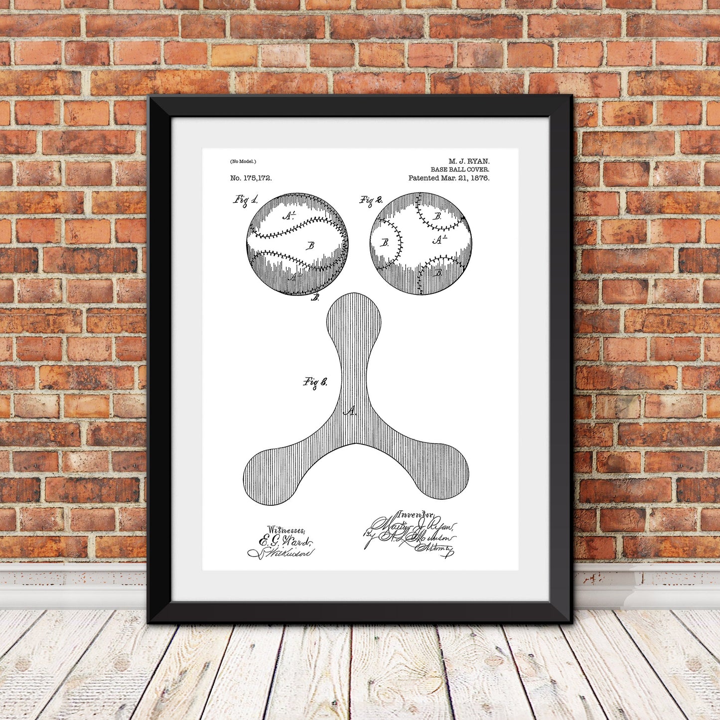 Baseball Stitch Pattern Patent Print