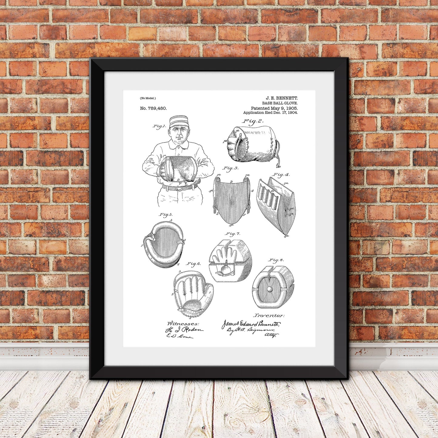 Baseball Glove Patent Patent Print (Version 2)