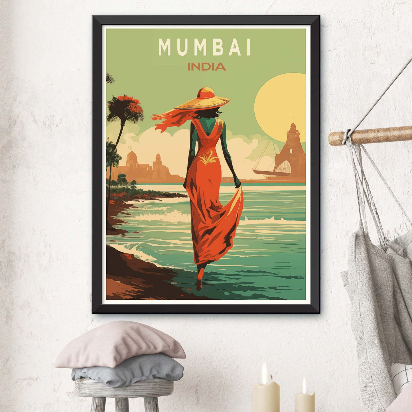 Mumbai India Vintage Travel Posters