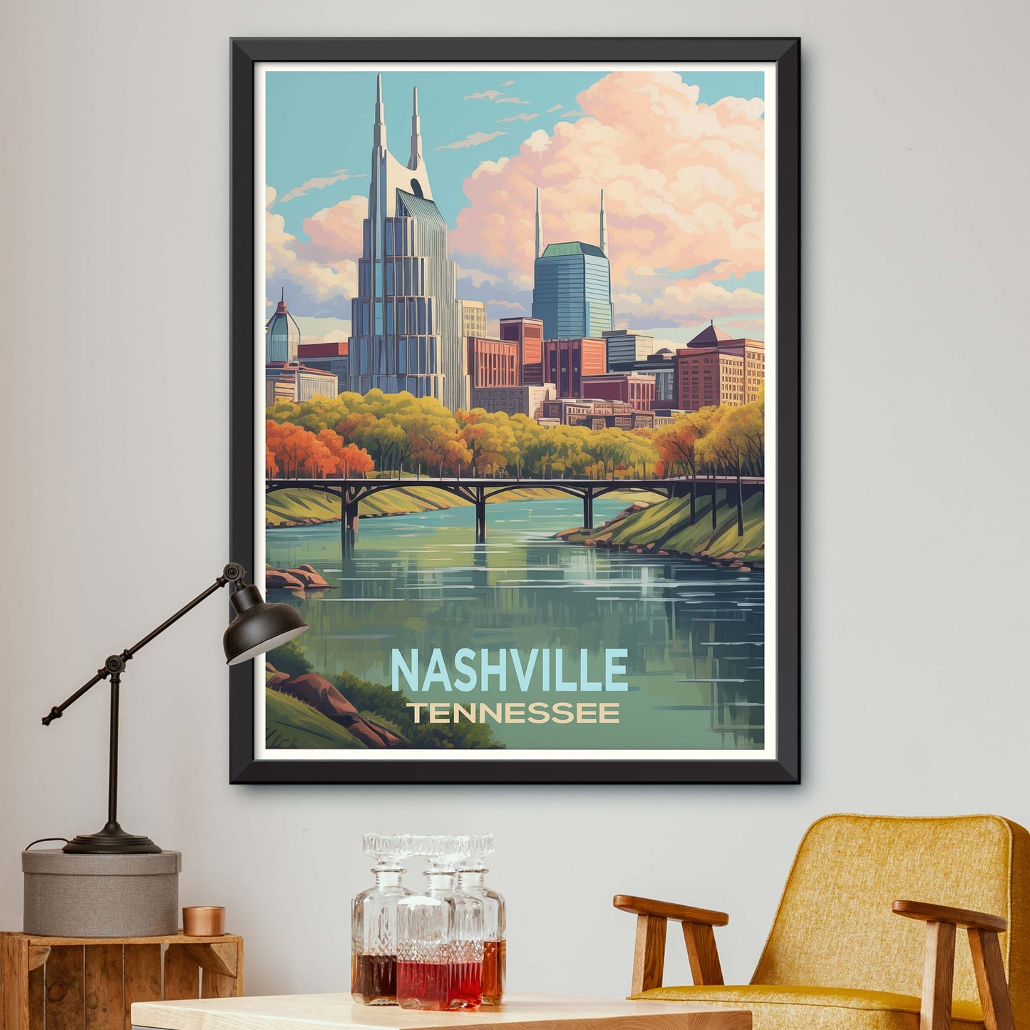 Nashville-USA,Tennessee Vintage Travel Poster