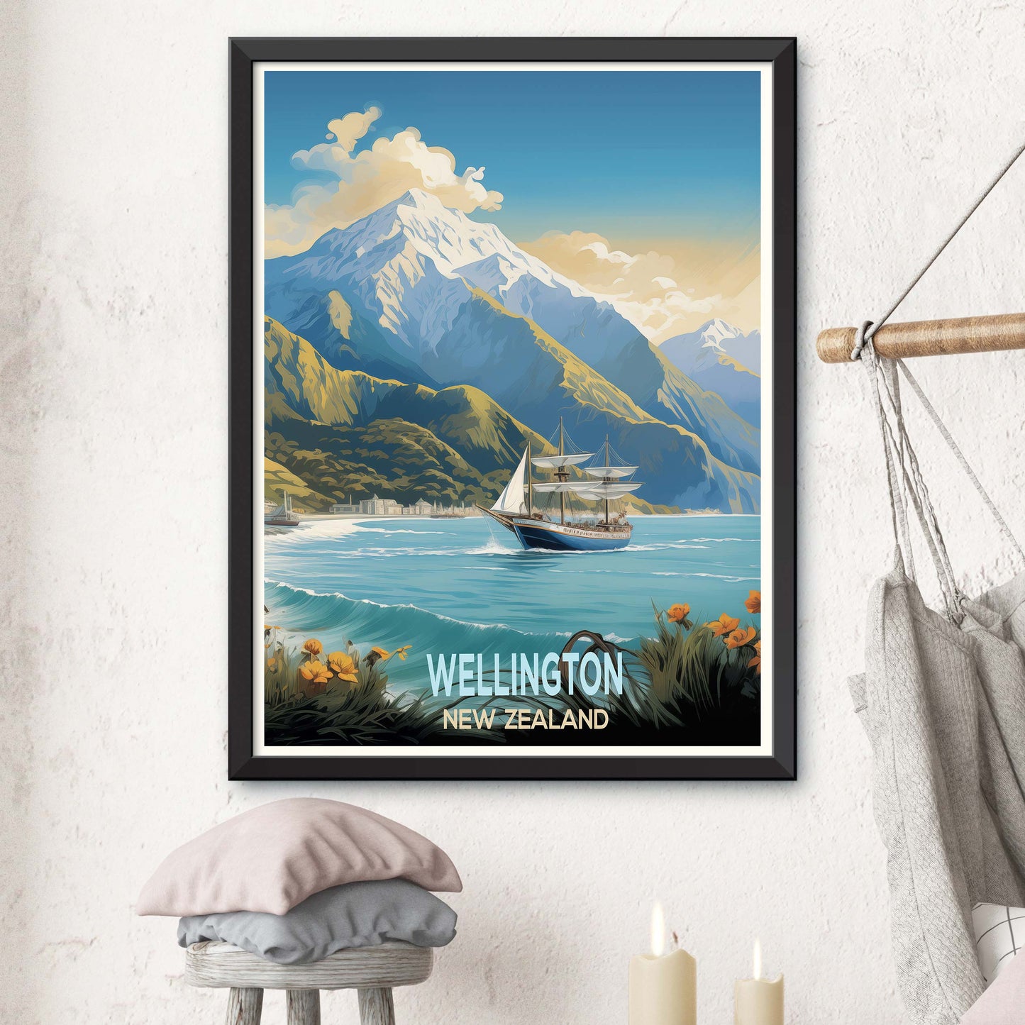 New_Zealand_Wellington,Travel To New Zealand Poster Prints Famous City