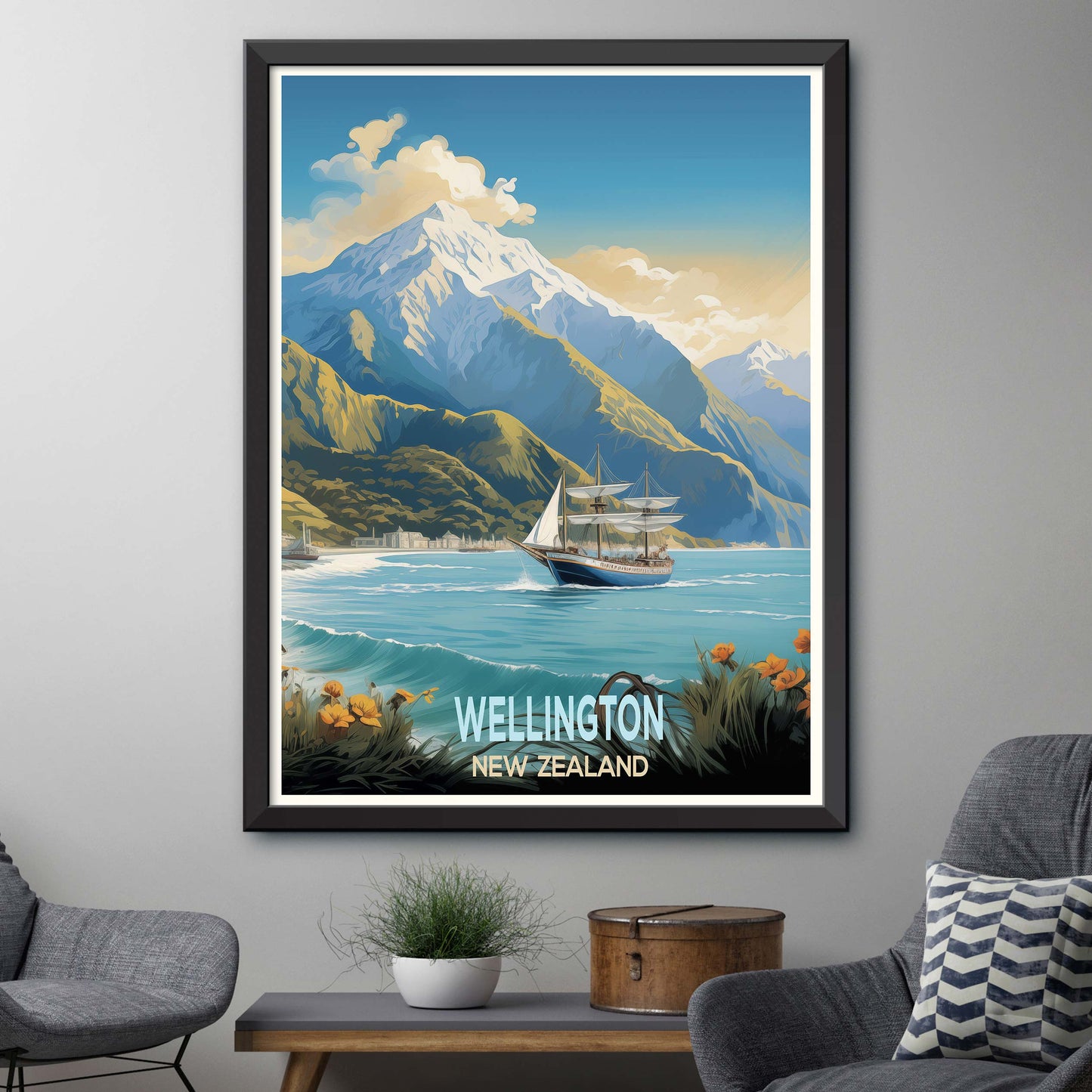 New_Zealand_Wellington,Travel To New Zealand Poster Prints Famous City