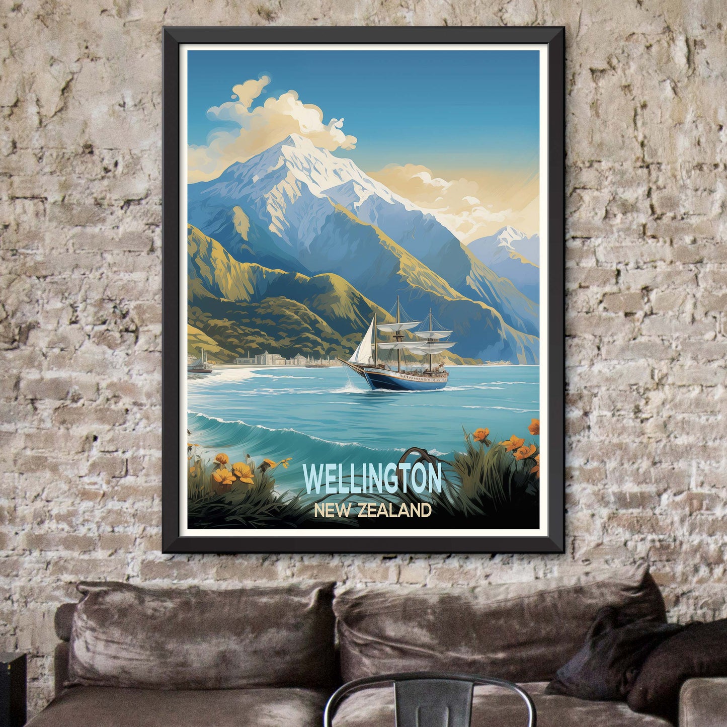 New_Zealand_Wellington,Travel To New Zealand Poster Prints Famous City