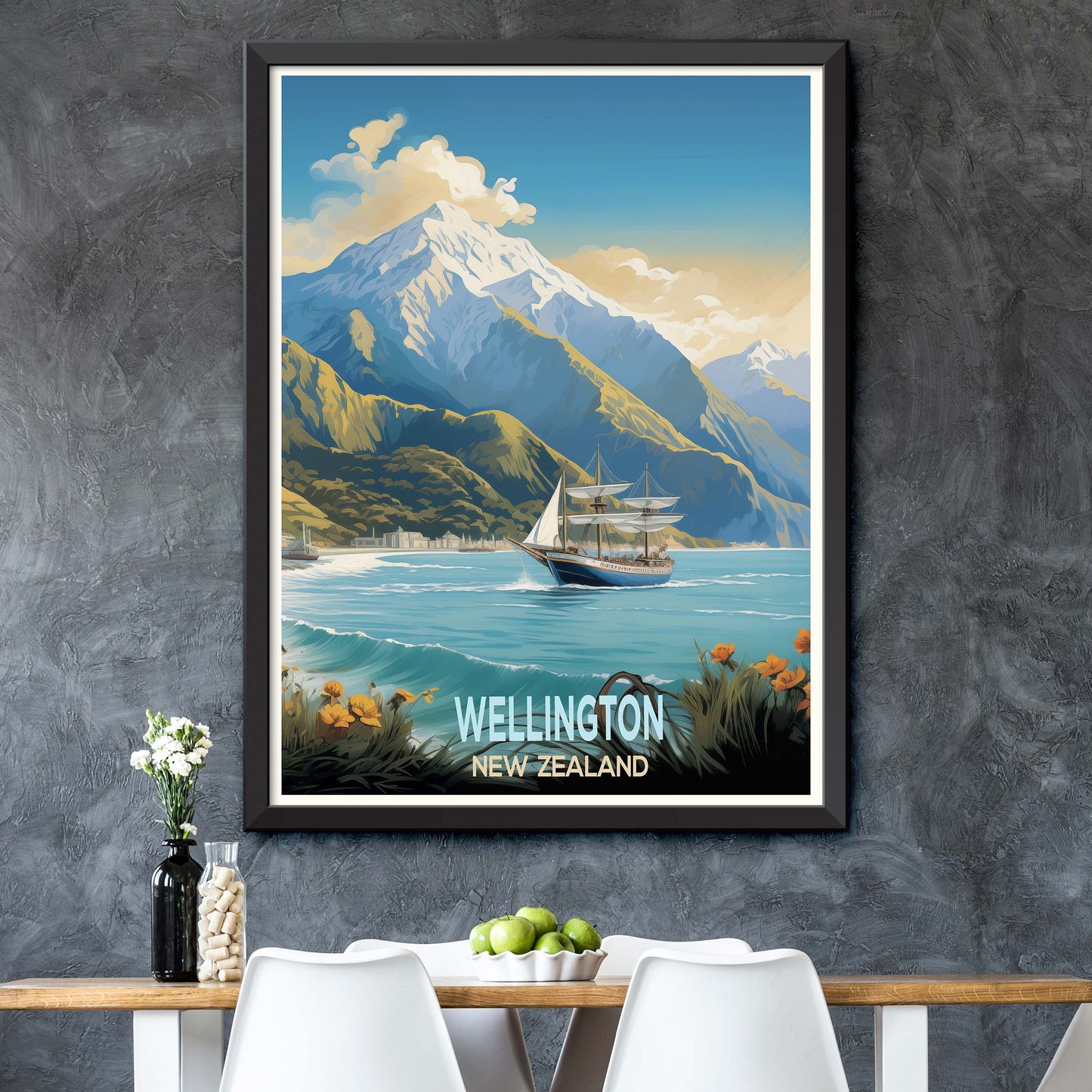 New_Zealand_Wellington,Travel To New Zealand Poster Prints Famous City