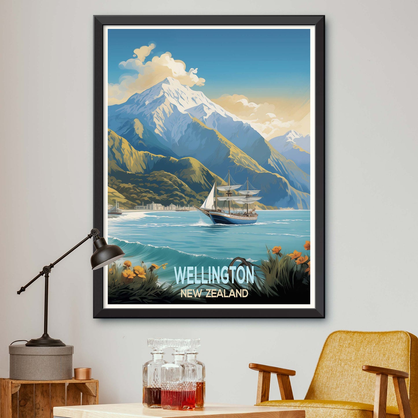 New_Zealand_Wellington,Travel To New Zealand Poster Prints Famous City