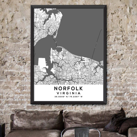 Norfolk,Virginia Map Print