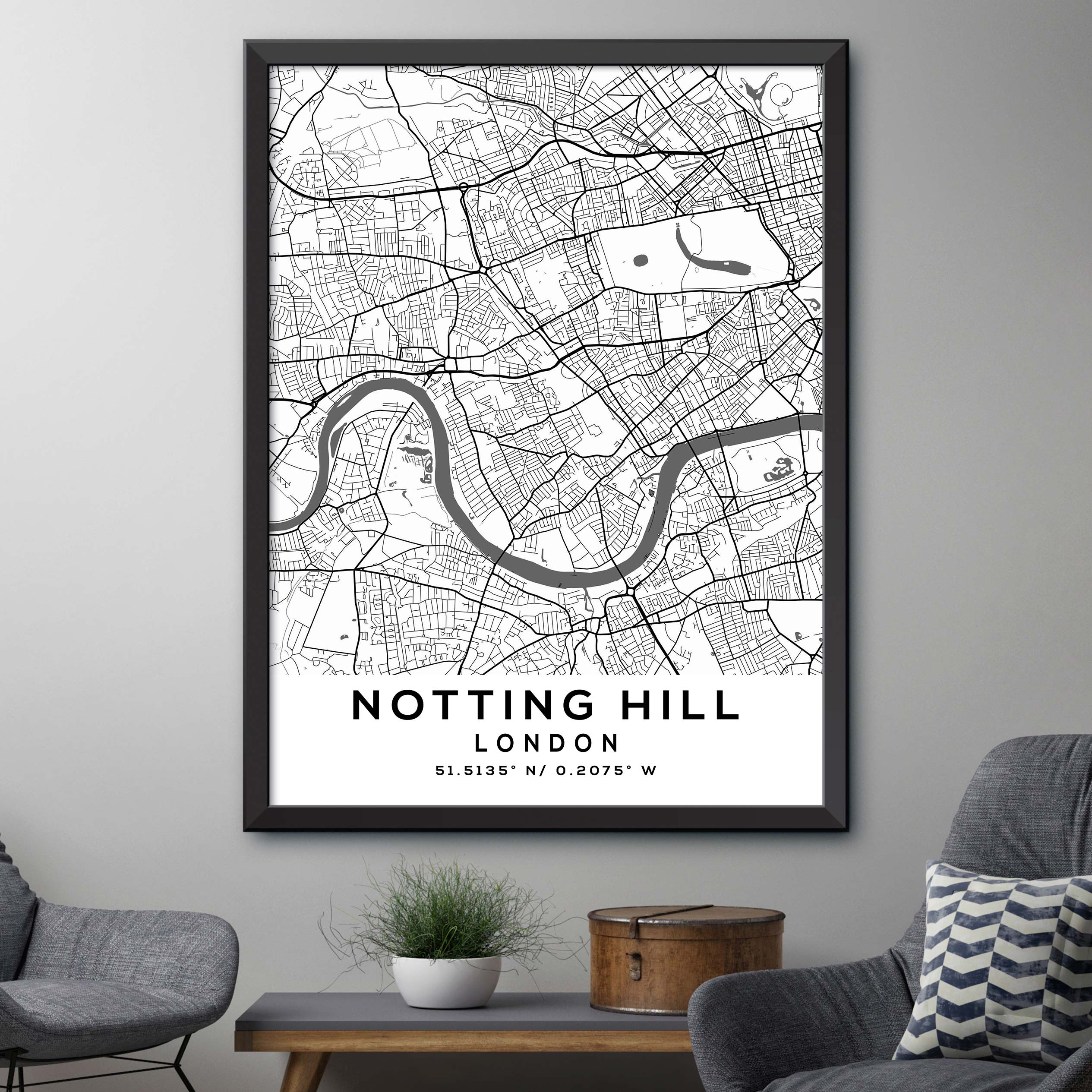 Notting Hill ,London Map Print – Dormfuly