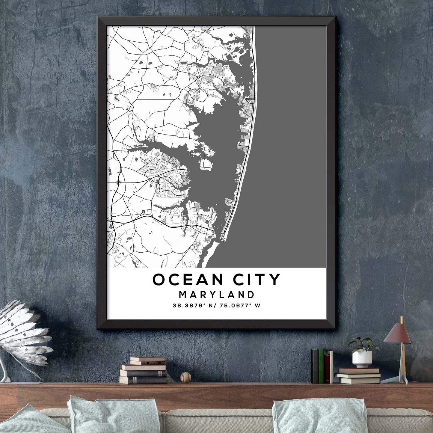 Ocean-City,Maryland Map Print