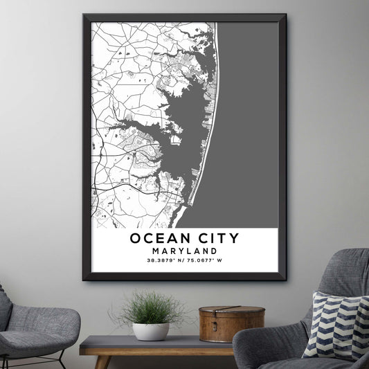 Ocean-City,Maryland Map Print