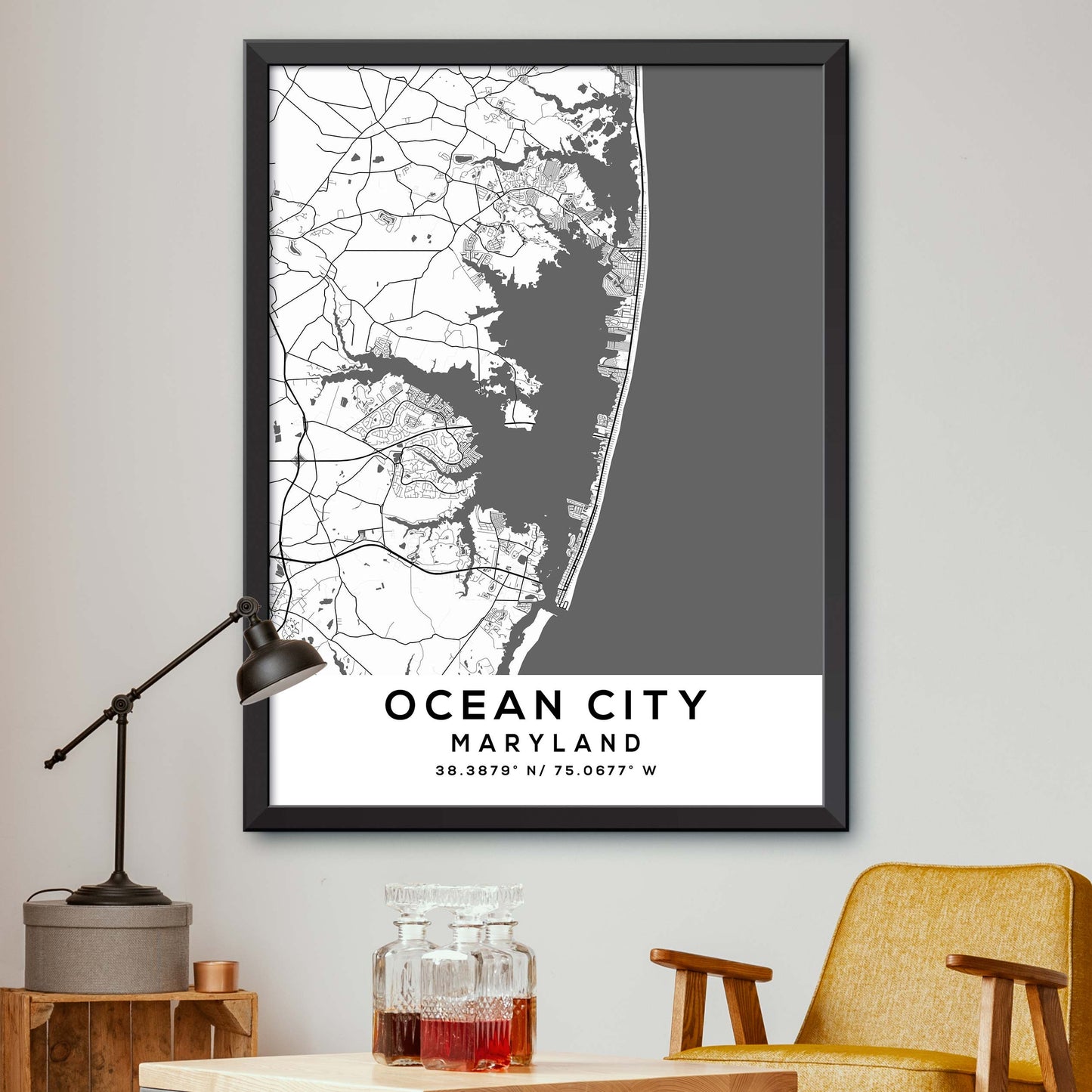 Ocean-City,Maryland Map Print