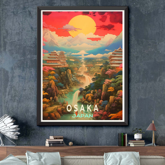 Osaka Japan Travel Print Osaka Wall Decor Osaka Cityscape Poster