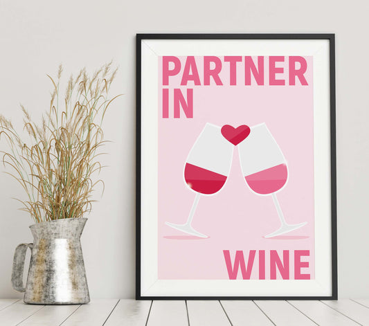 Pink Partner in Wine Print