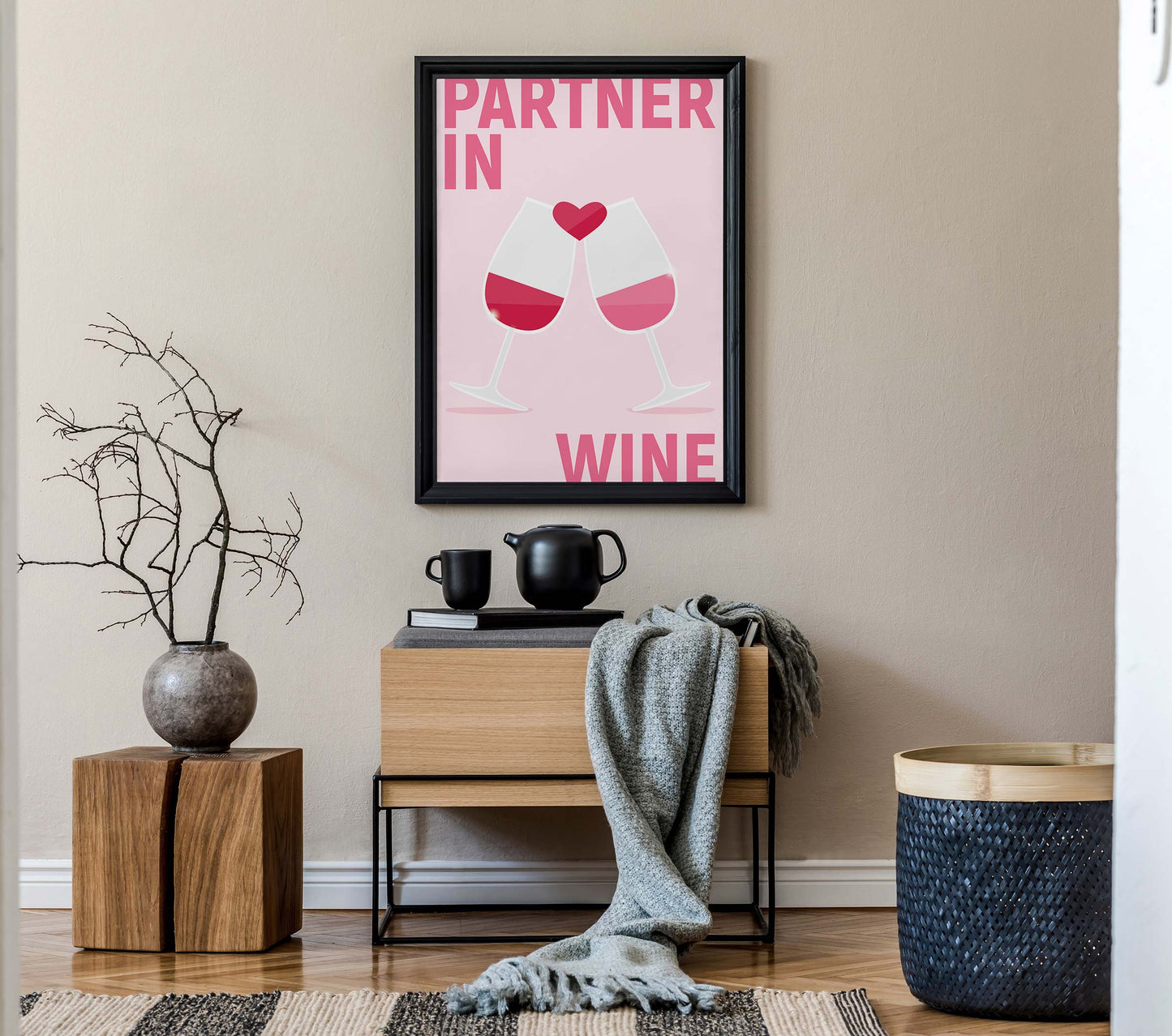 Pink Partner in Wine Print