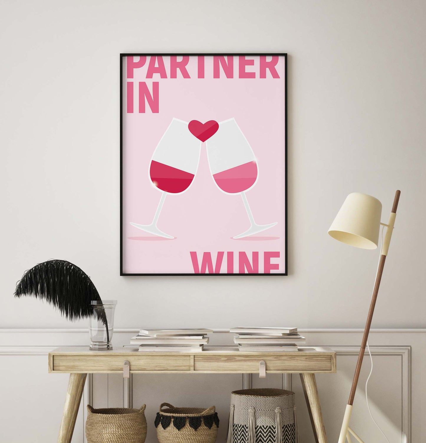 Pink Partner in Wine Print