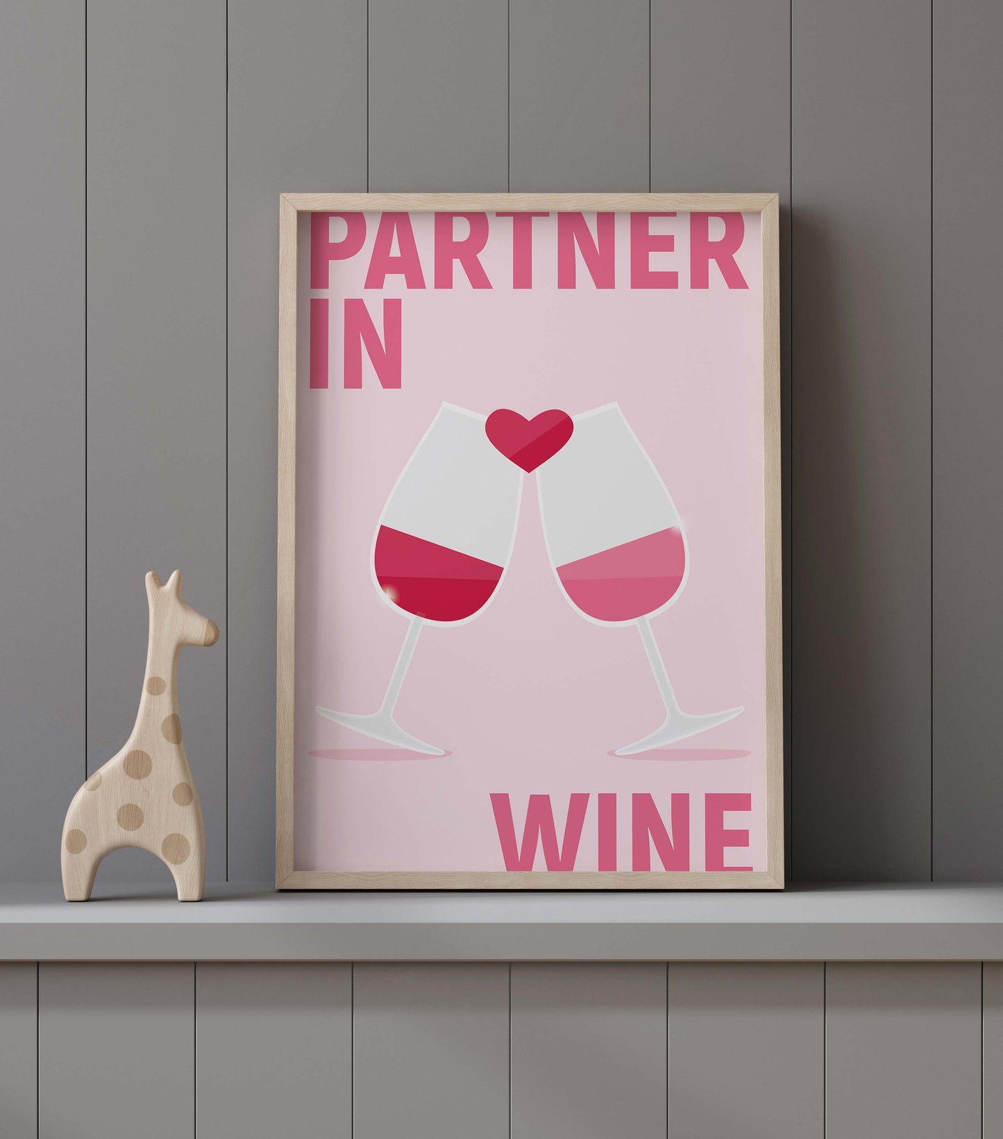 Pink Partner in Wine Print