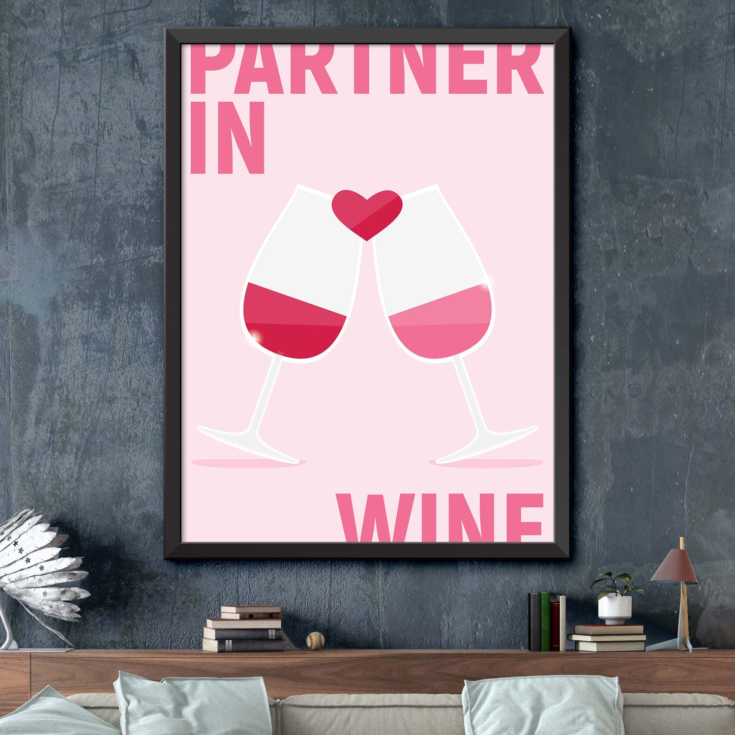 Pink Partner in Wine Print