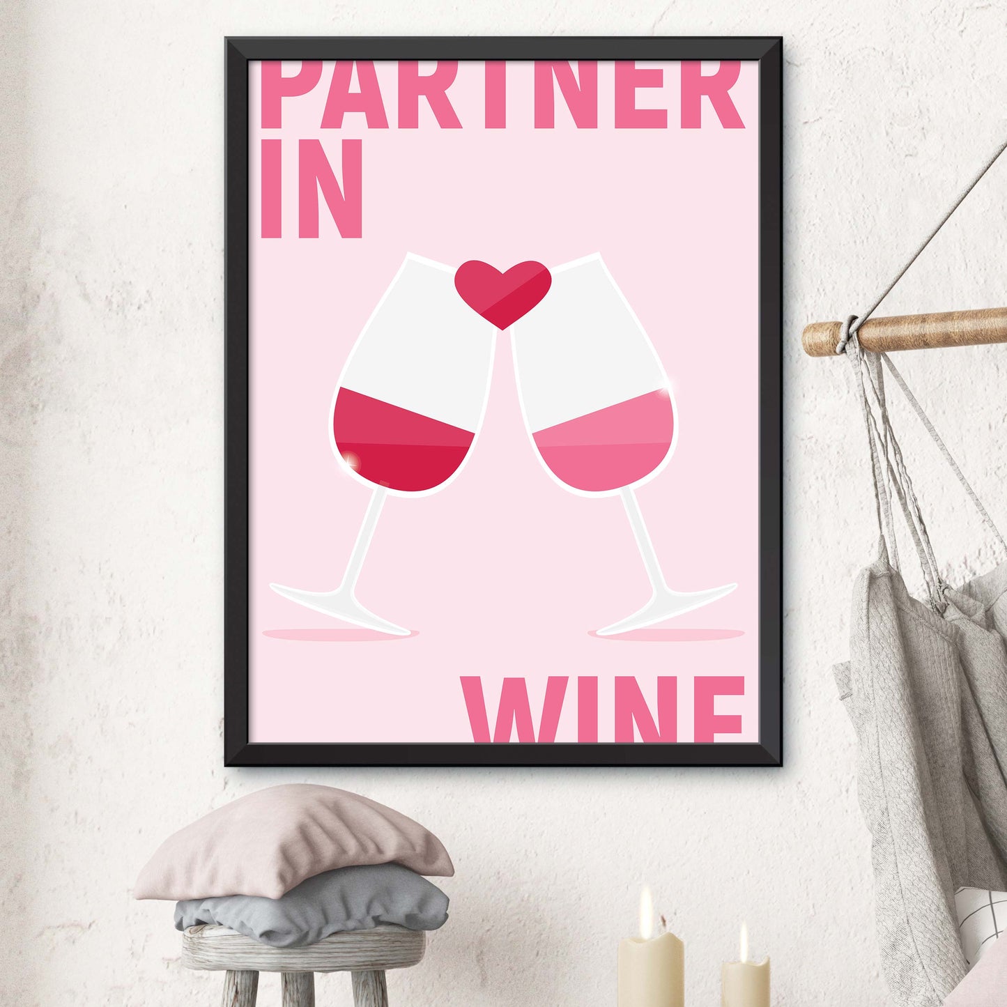 Pink Partner in Wine Print