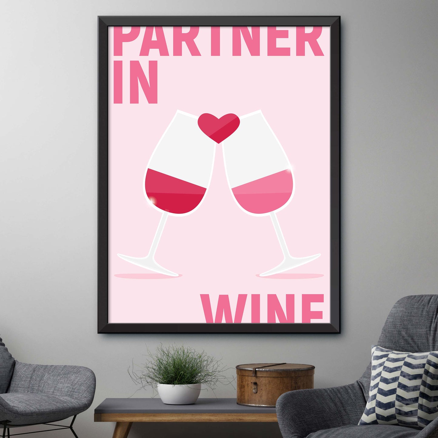 Pink Partner in Wine Print