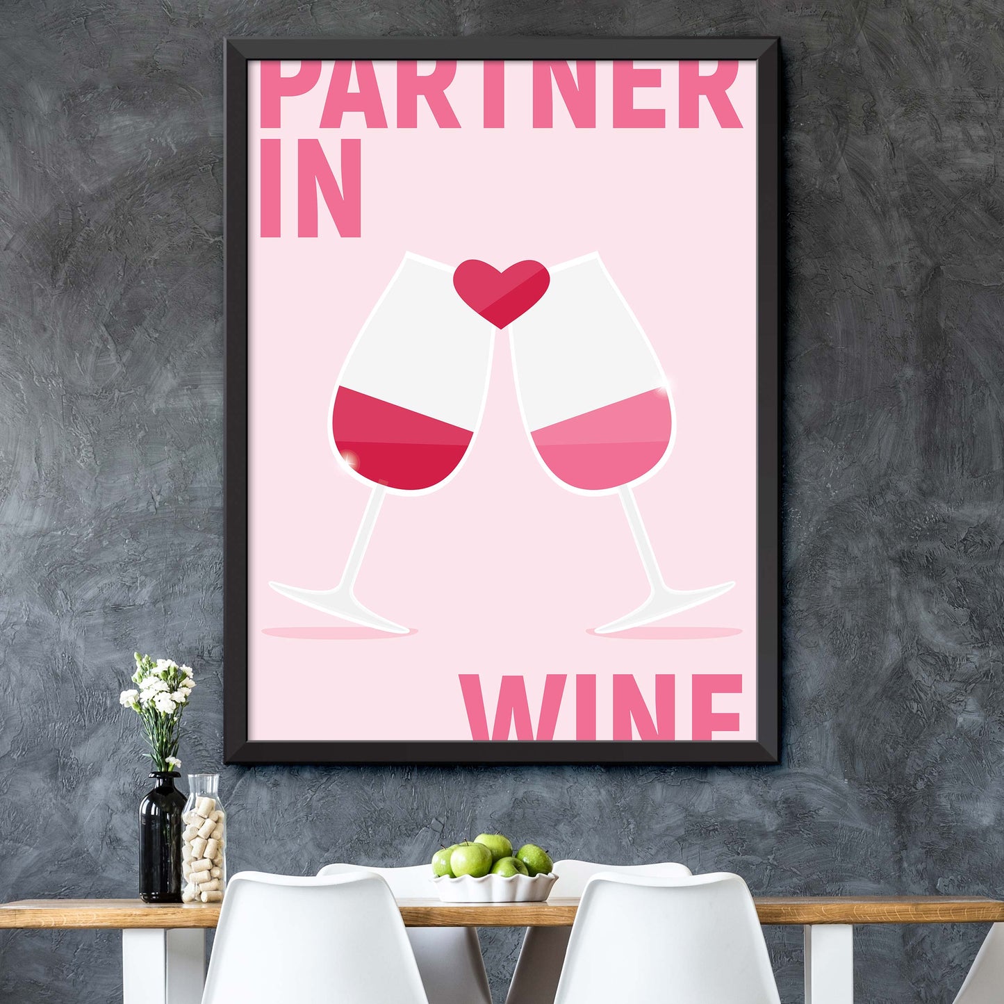 Pink Partner in Wine Print