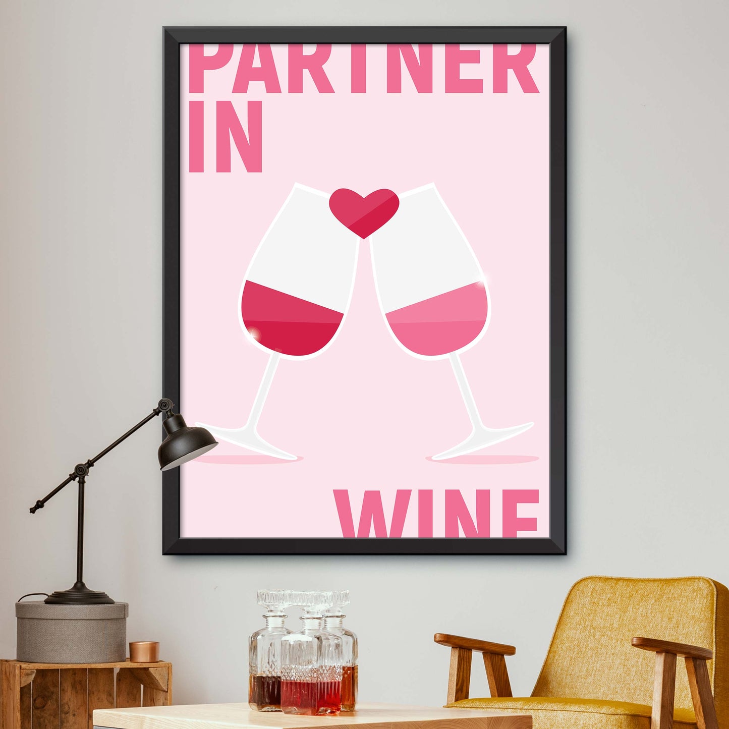 Pink Partner in Wine Print