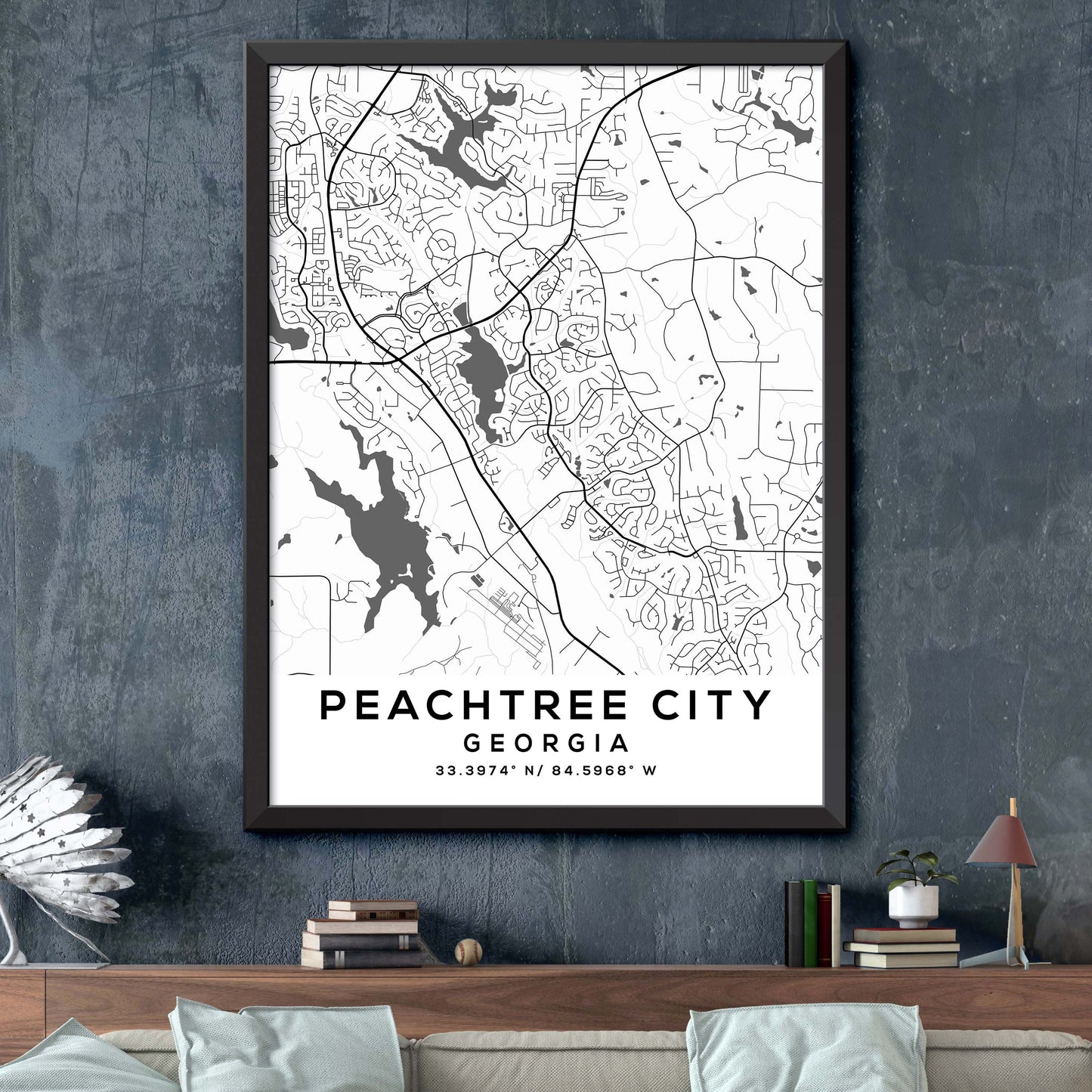 Peachtree-City,Georgia Map Print