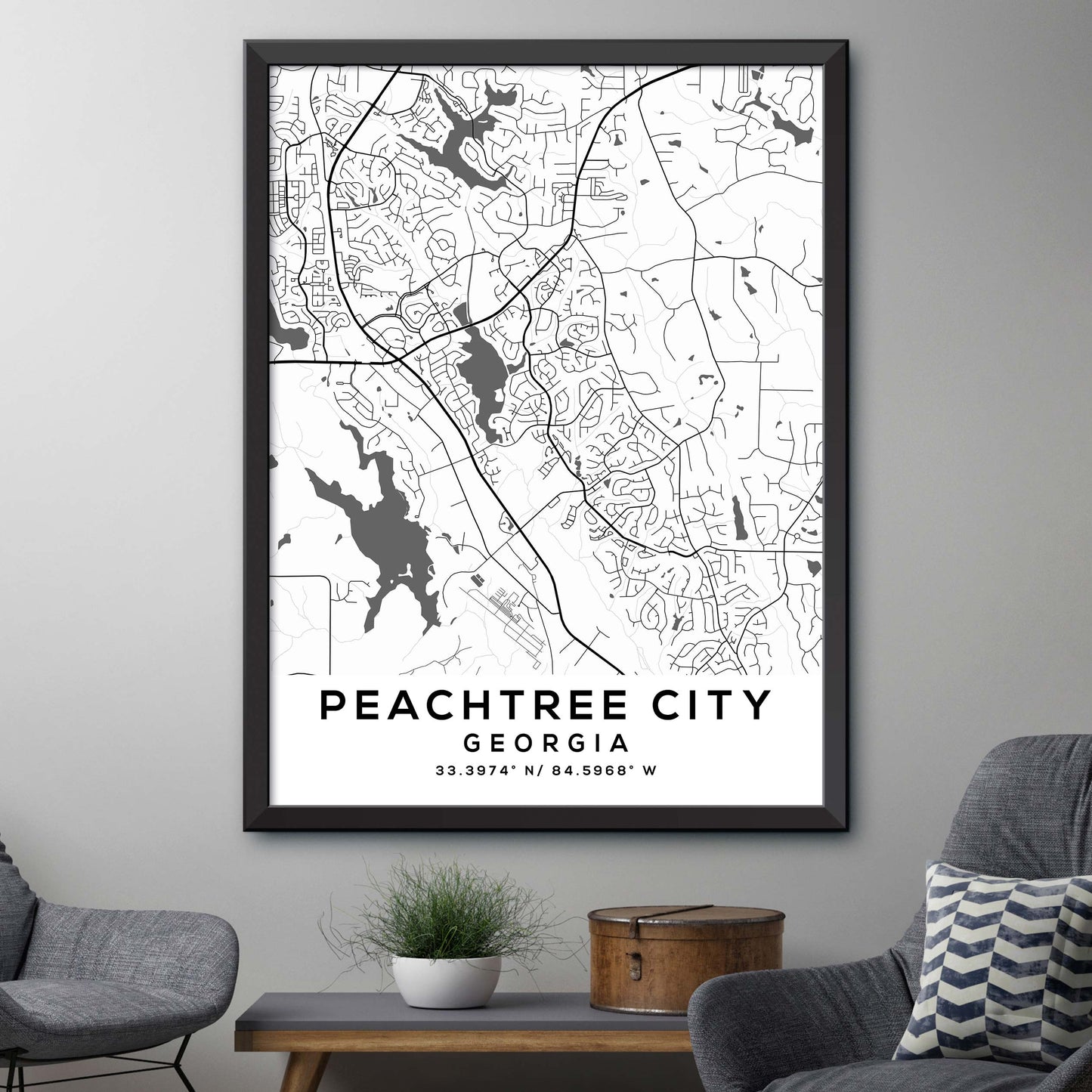 Peachtree-City,Georgia Map Print