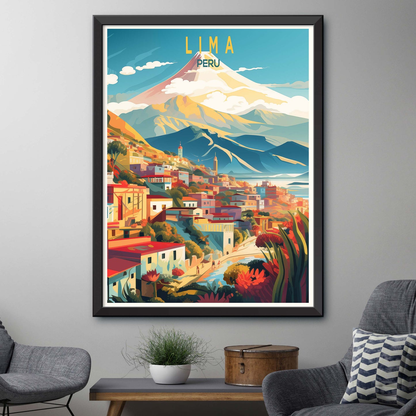 Lima Print, Skyline Watercolor Art Print, Poster, Modern Wall Art