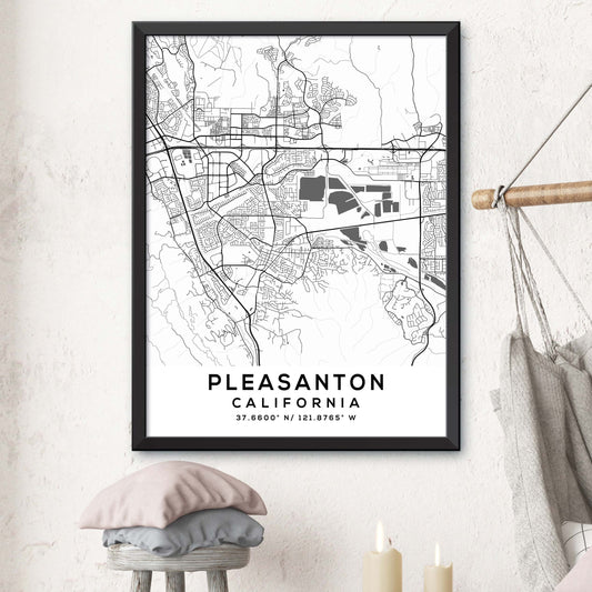 Pleasanton,California Map Print