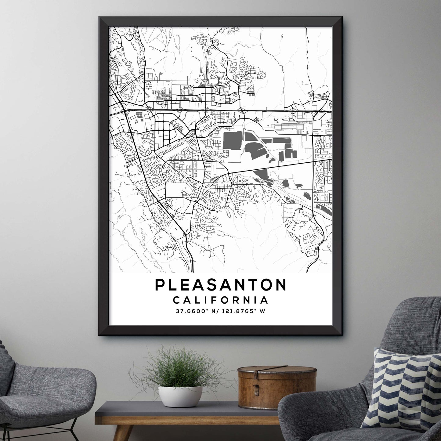 Pleasanton,California Map Print