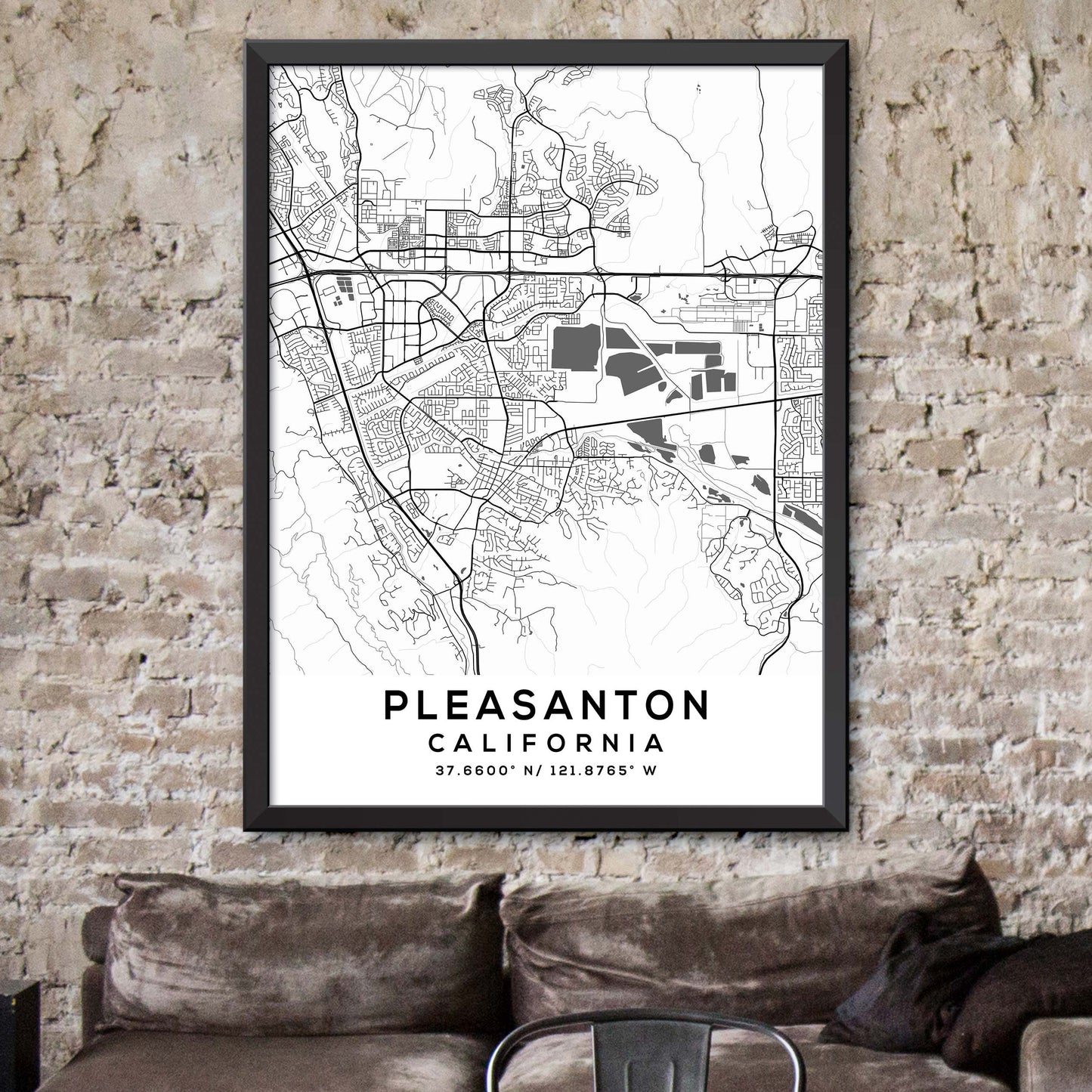 Pleasanton,California Map Print