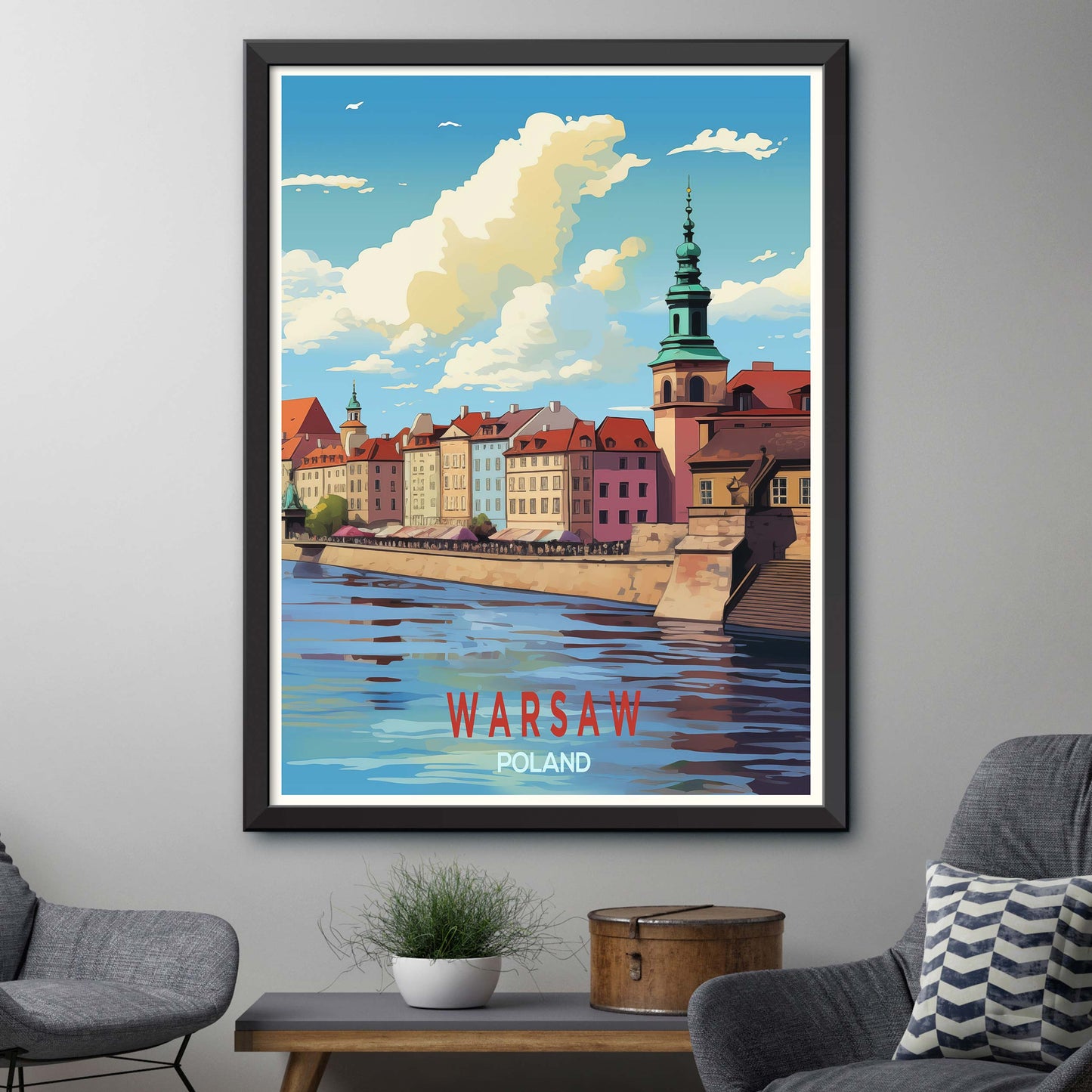 Poland_Warsaw, Travel Poster, Print, Wall Decor, Illustration Art