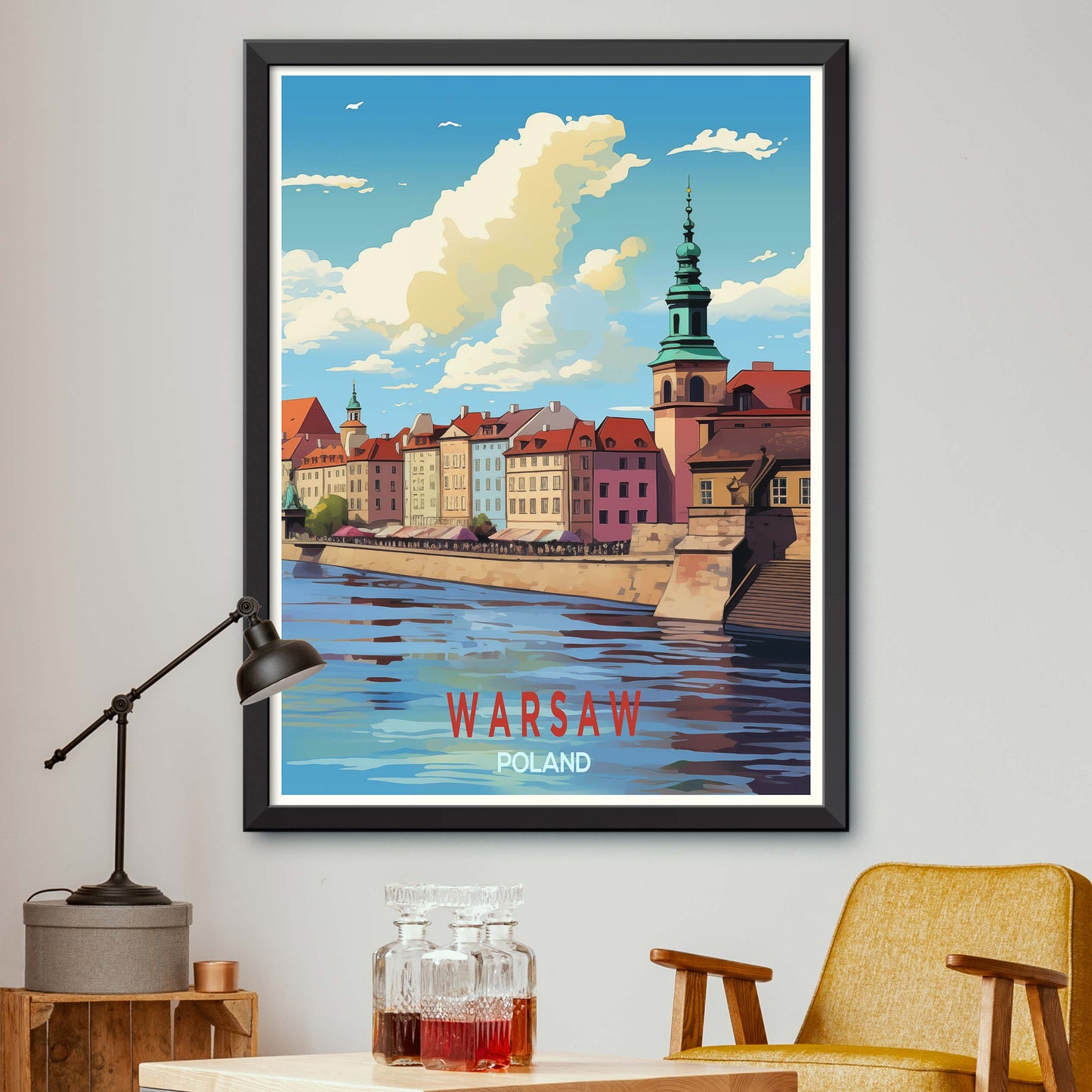 Poland_Warsaw, Travel Poster, Print, Wall Decor, Illustration Art