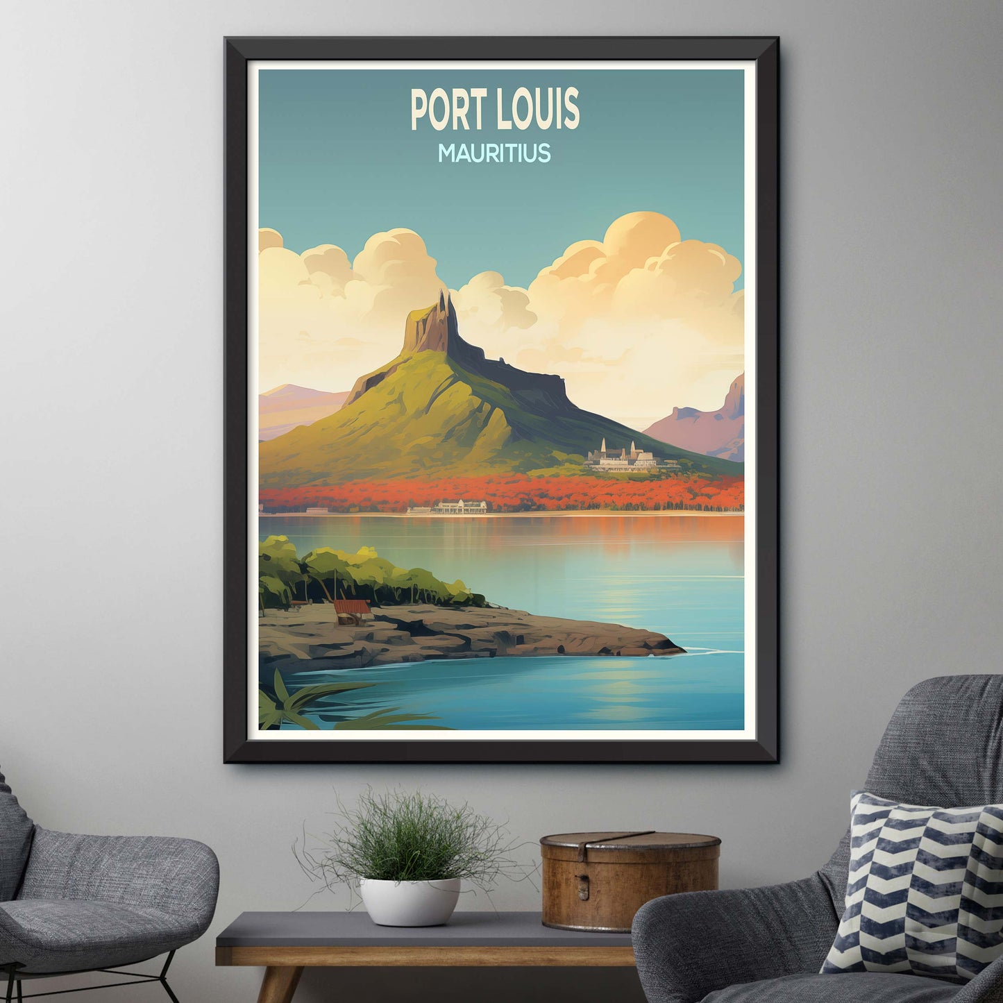 Port_Louis_Mauritius,Travel Landscape Art Style Poster