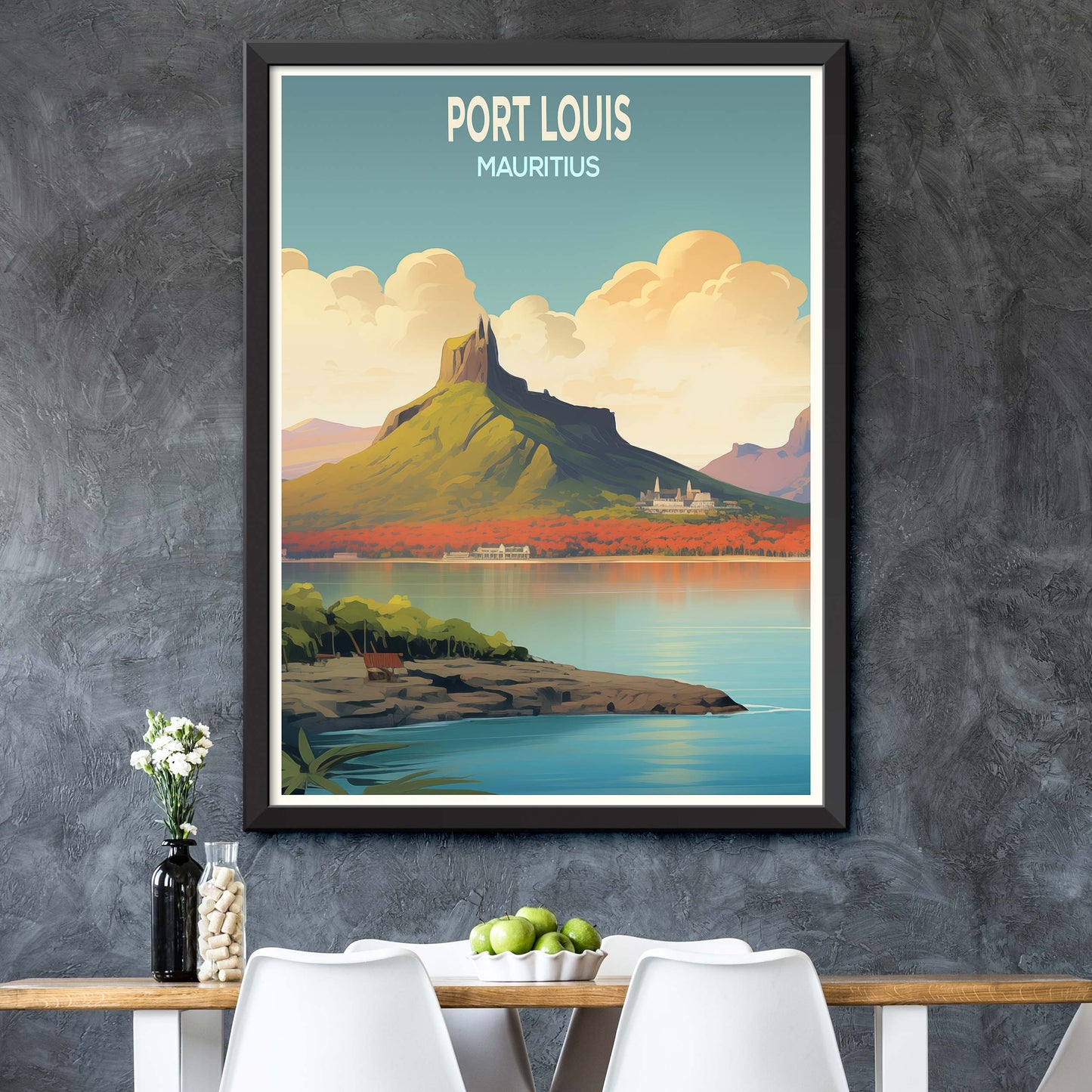 Port_Louis_Mauritius,Travel Landscape Art Style Poster