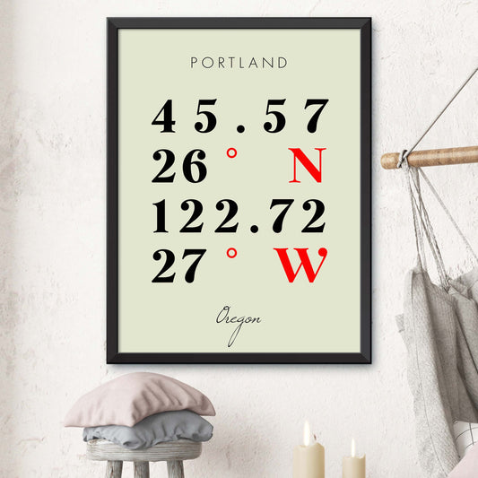 Portland, Oregon Coordinate Map