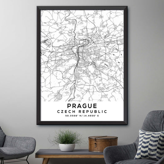 Prague,Czech-Republic Map Print