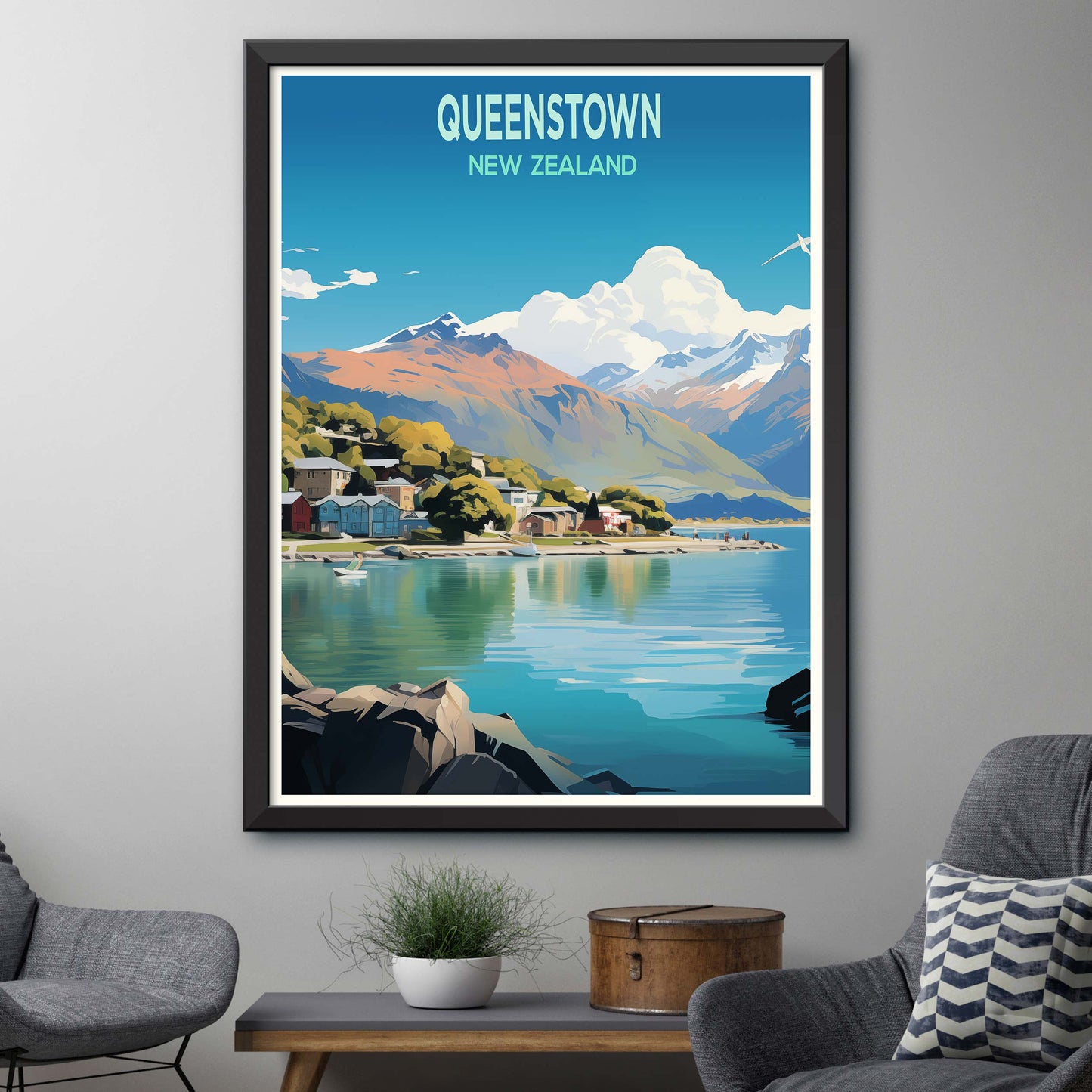 Queenstown_New_Zealand Print Wall Art, Queenstown Poster