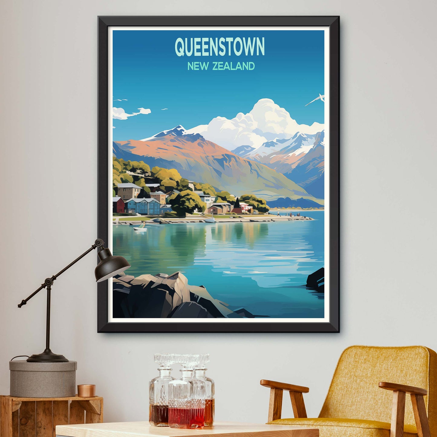 Queenstown_New_Zealand Print Wall Art, Queenstown Poster