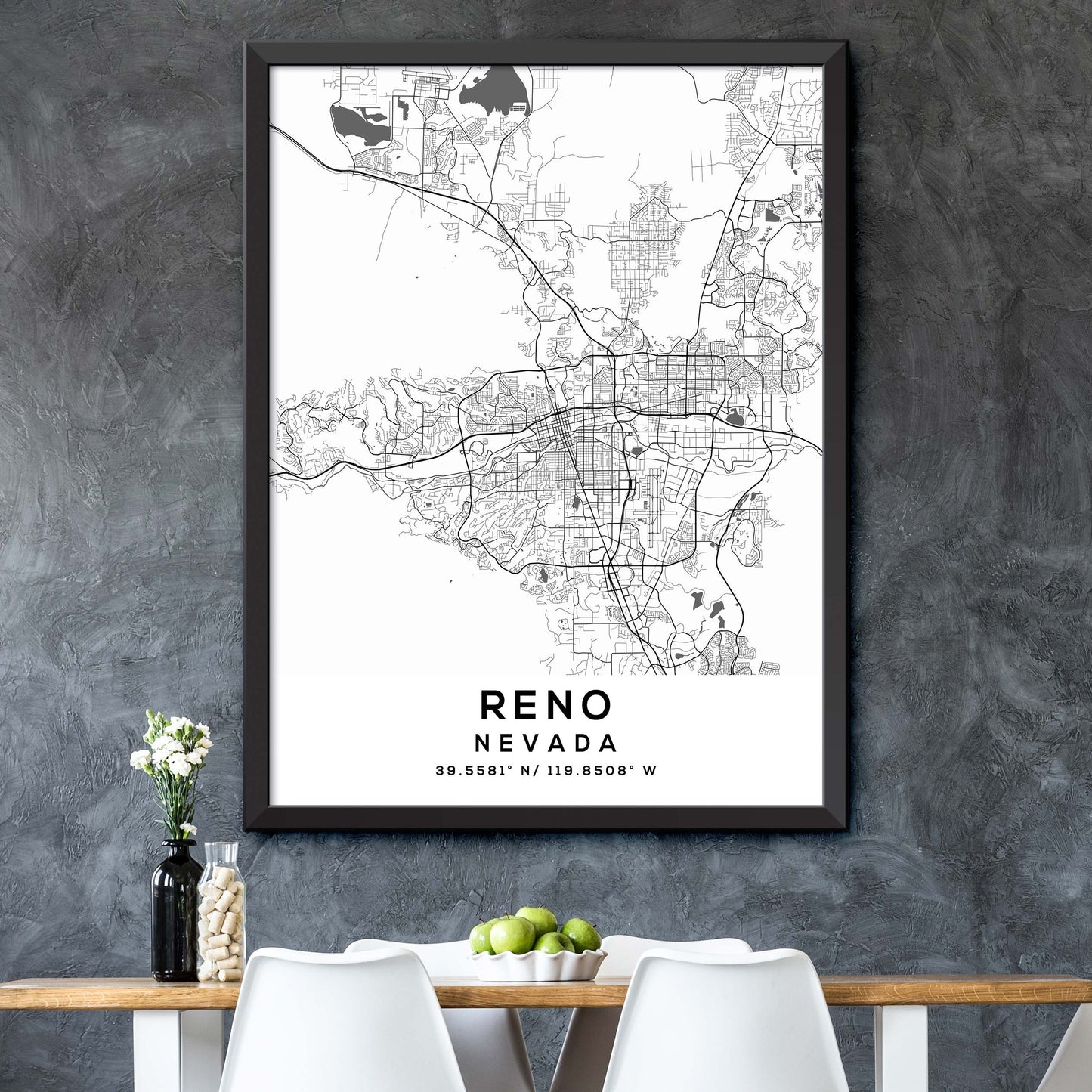 Reno,Nevada Map Print