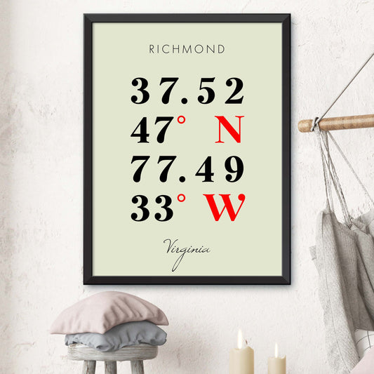 Richmond, Virginia Coordinate Map