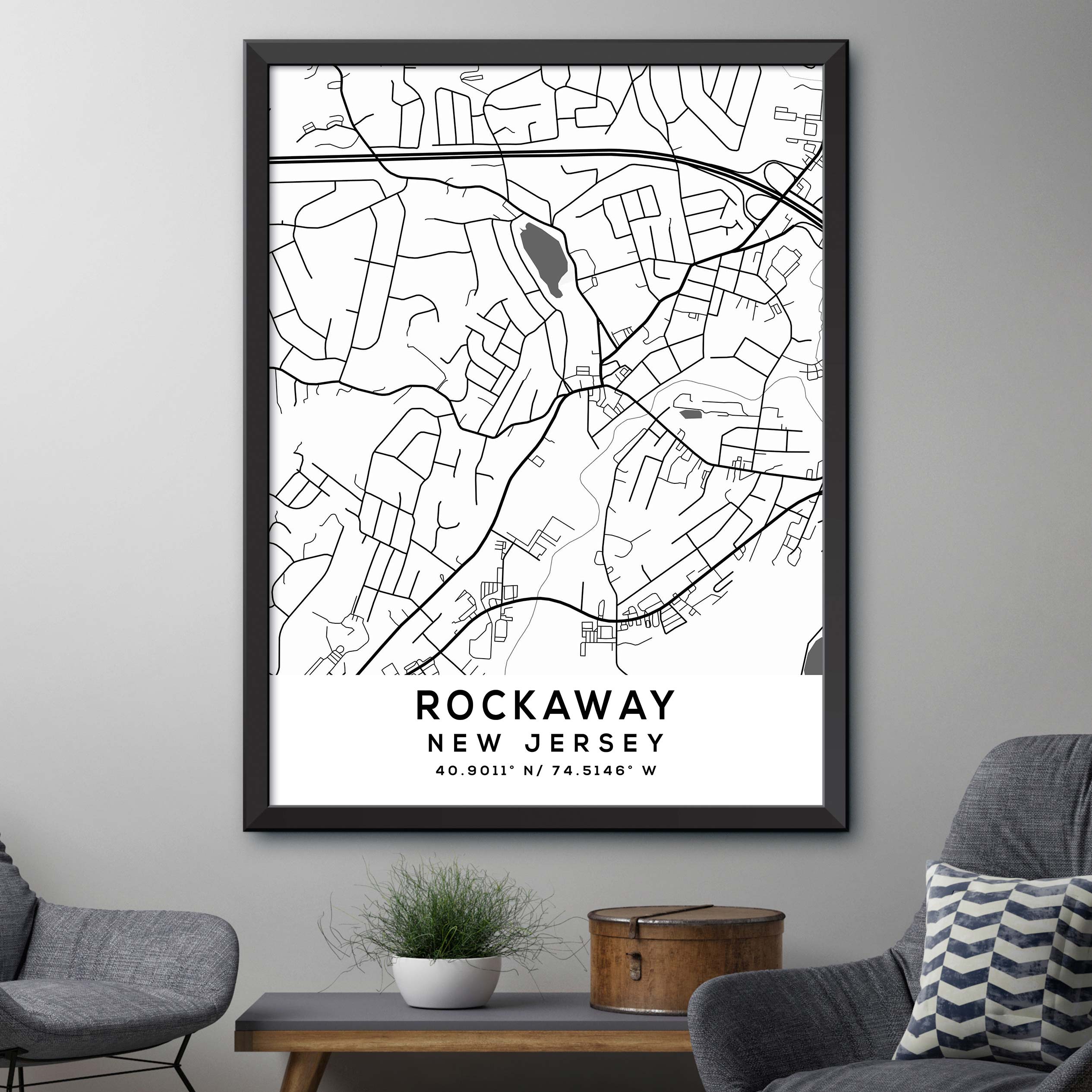 Rockaway New Jersey Map Print Dormfuly
